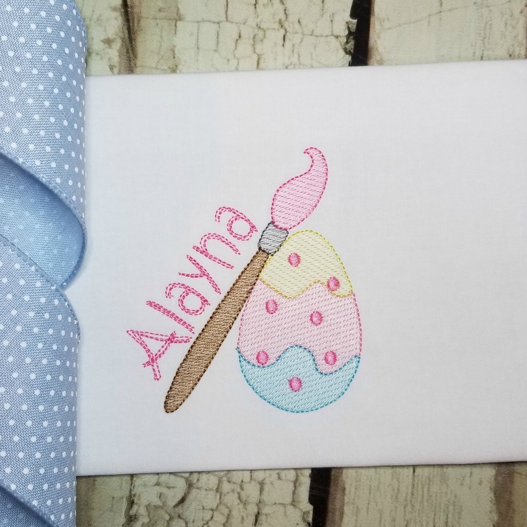 Easter Egg Machine Embroidery Design Spring Paint Brush Sketch Stitch ...