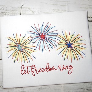 Fireworks Trio Machine Embroidery Design, July 4th Sparklers Embroidery, Independence Day Embriodery Design