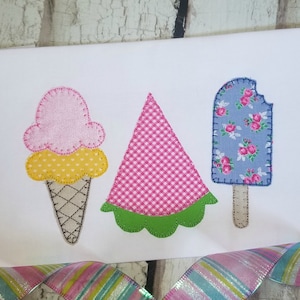 Summer Applique Design, Ice Cream, Watermelon and Popsicle Machine Applique Design