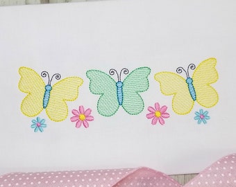 Butterfly Machine Embroidery Design, Spring Sketch Stitch
