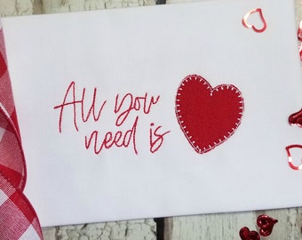 Valentine's Day Machine Embroidery Applique Design, Love Embroidery Design, Heart Applique