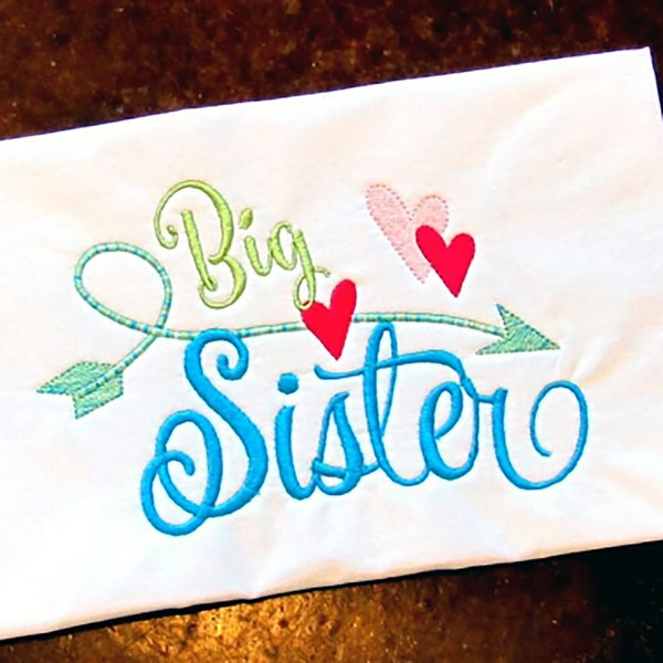 Big Sister Machine Embroidery Design with Arrow