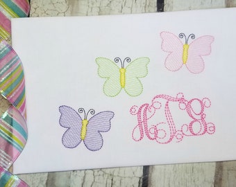 Butterfly Machine Embroidery Design, Spring Embroidery Design, Sketch Stitch Embroidery