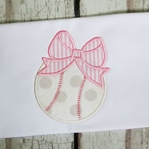Baseball Machine Applique Design with Bow