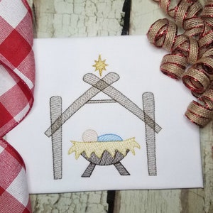 Nativity Scene Machine Embroidery Design Sketch Stitch Christmas, Baby Jesus