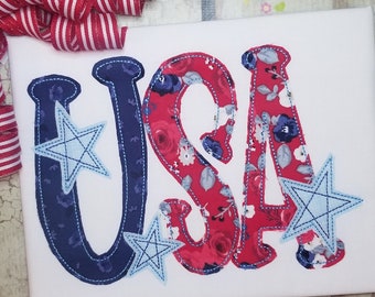 4th of July USA Applique Design, Independence Day Applique, Summer Applique Design