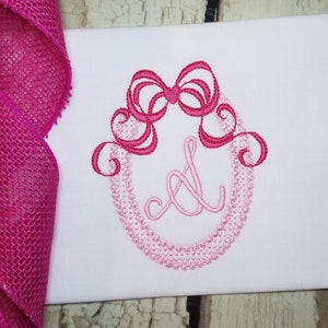 Ribbon Monogram Frame Machine Embroidery Design, Vintage Font Frame