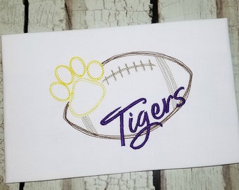 Tigers Football Machine Embroidery Design Paw Print Embroidery