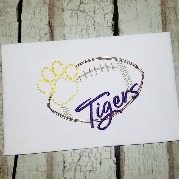 Tigers Football Machine Embroidery Design Paw Print Embroidery