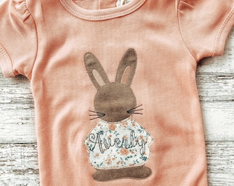 Girl Rabbit Machine Applique Design for Easter, Easter Bunny Applique, Digital Download