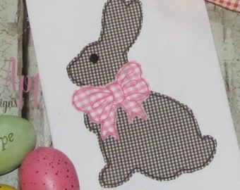 Easter Bunny with Bow Machine Applique Design, Spring Embroidery Applique Design