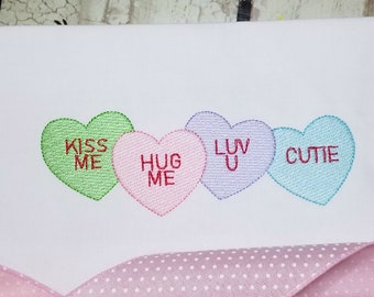 Candy Hearts Embroidery Design for Valentines Day Sketch Stitch