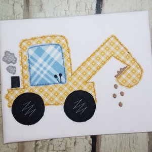 Backhoe Machine Applique Design, Tractor Embroidery