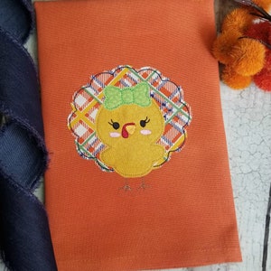 Girl Turkey Machine Applique Design, Thanksgiving Applique Design, Digital Download