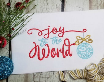 Joy to the World Christmas Machine Embroidery Design, Digital Download