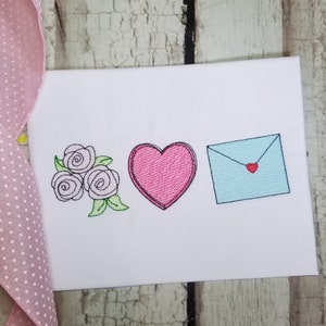 Valentine&#39;s Day Machine Embroidery Design, Roses Sketch Stitch