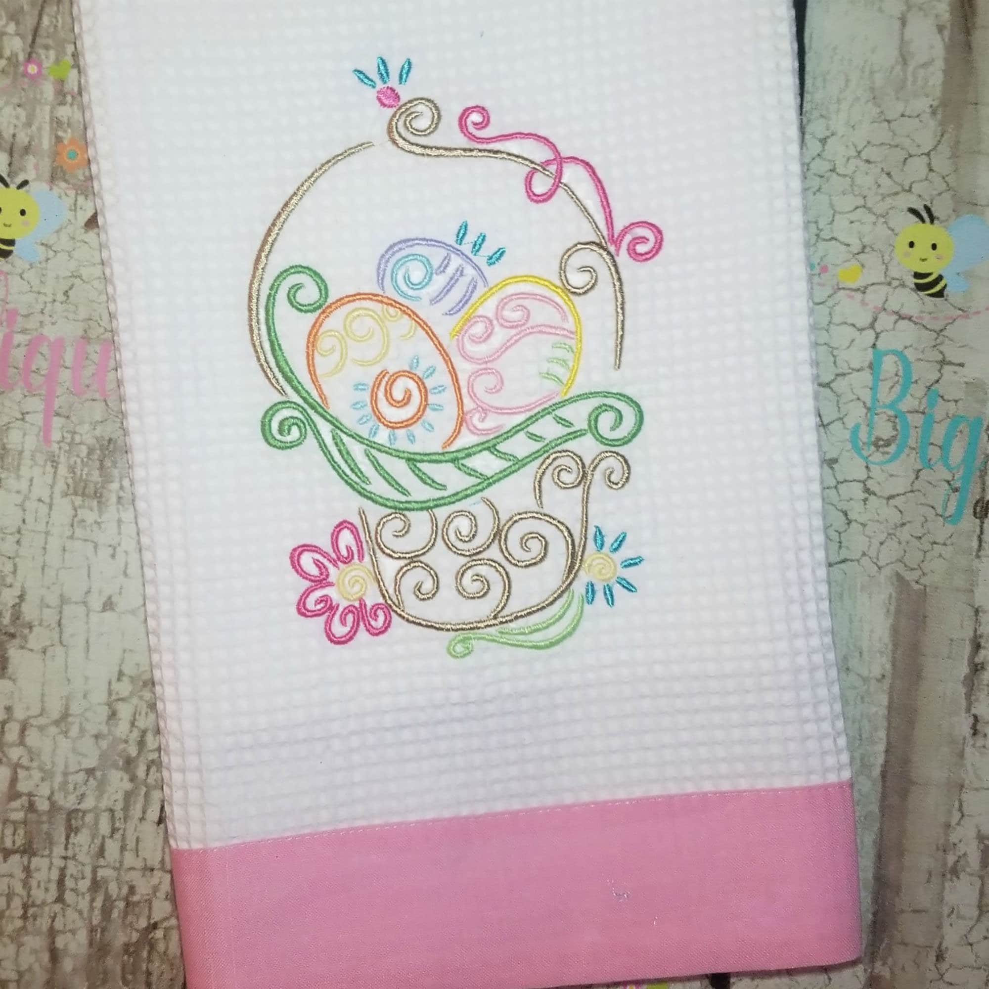 Easter Basket Machine Embroidery Design With Eggs for Spring - Etsy