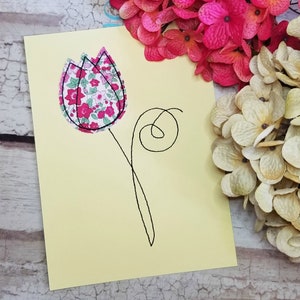 DIY ITH Stickdatei Grußkarten Design auf Karton zu verwenden, In the Hoop Tulip Card Applikation Design