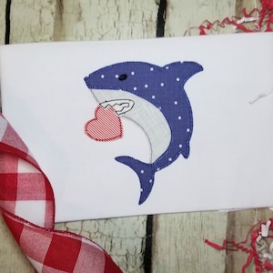 Valentines Day Shark Machine Applique Design