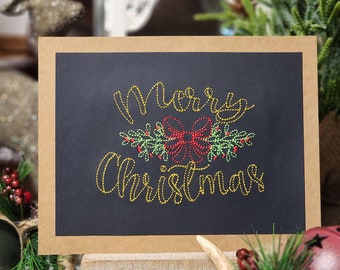 ITH Embroidery Christmas Card, In the Hoop Christmas Card Embroidery Design for Machine Embroidery