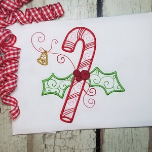 Desenho de bordado de máquina de bastão de doces em espiral, bordado de Natal, desenho de bordado de azevinho