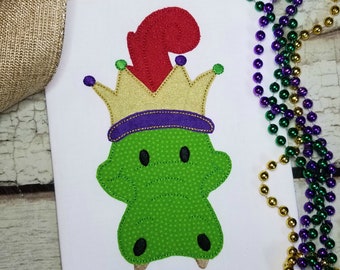 Mardi Gras Alligator Machine Applique Design, Carnival King Gator