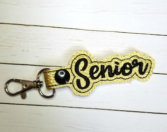 Senior Key Fob Embroidery Design, In the Hoop Snap Tab Embroidery Design