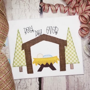 Nativity Scene Machine Applique Design Baby Jesus Embroidery Design for Christmas