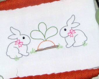 Easter Bunny Machine Embroidery Design File with Carrot for Spring Shirts