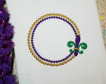 Mardi Gras Monogram Frame Embroidery Design, Fleur de Lis Machine Embroidery Design, Font Frame Embroidery