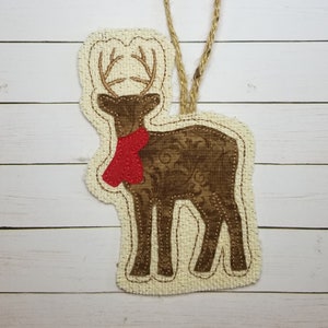 Reindeer In the Hoop Christmas Ornament Design, ITH Reindeer Machine Applique Design, Digital Download