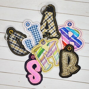 In the Hoop Embroidery Bag Tag Alphabet Set, Key Fob Monogram Applique Set