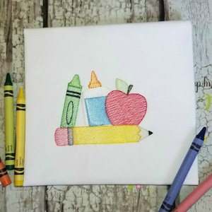 Apfel, Maschinenstickerei, Back to School Sketch Stitch