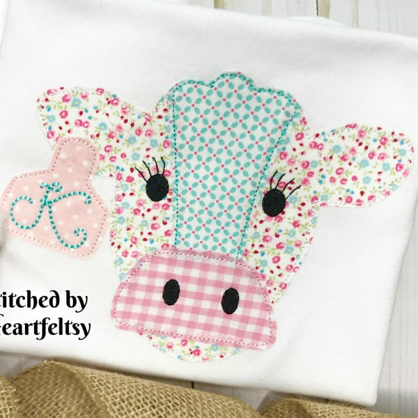 Cow Machine Applique Design Farm Animal Embroidery Applique