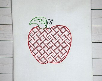Projekt haftu maszynowego Apple, projekt haftu z powrotem do szkoły Projekt kratki