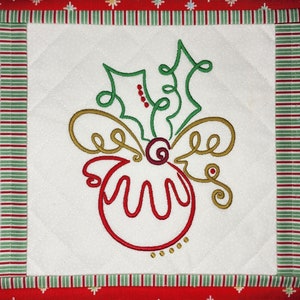 Swirly Christmas Ornament Machine Embroidery Design