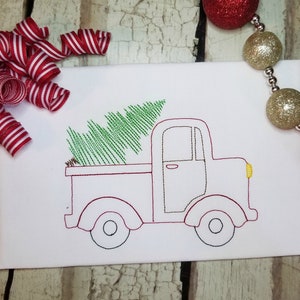 Vintage Truck with Christmas Tree Machine Embroidery Design