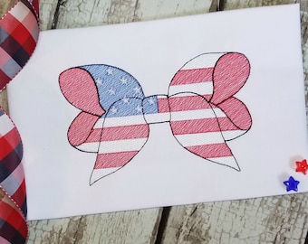 Schleife Flagge Maschinenstickerei, 4.Juli Sketch Stitch