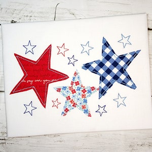 Stars Machine Applique Design, July 4th, Independence Day Embroidery