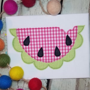 Watermelon Machine Applique Design Scalloped Edge, Summer Embroidery Design