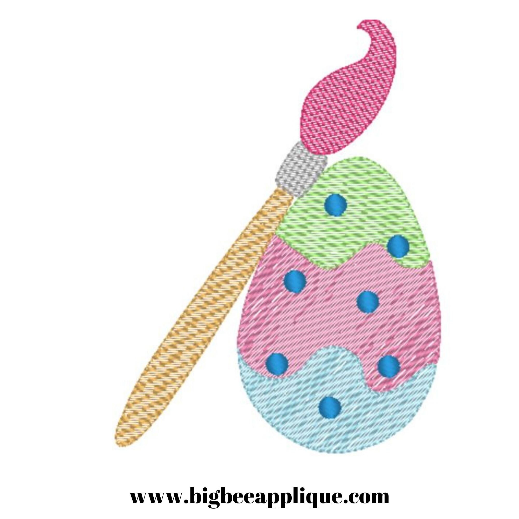 Easter Egg Machine Embroidery Design Spring Paint Brush Sketch Stitch ...