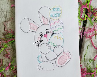 Easter Bunny Machine Embroidery Design Vintage Stitch for Spring