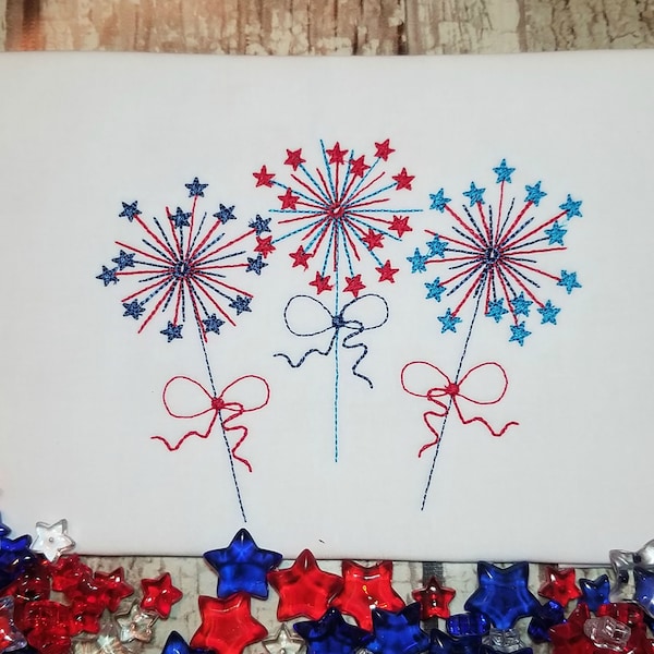 4th of July Sparklers Machine Embroidery Design, Independence Day Embriodery Design