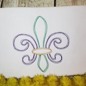Fleur de Lis Machine Embroidery Design, Mardi Gras Embroidery Design, Carnival Embroidery Scribble