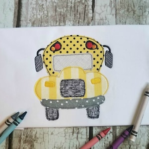 Back to School Bus Machine Applique Design, Digital Download