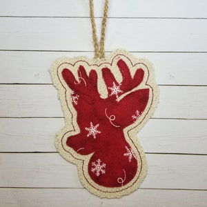 Deer In the Hoop Christmas Ornament Design, ITH Reindeer Machine Applique Design, Digital Download