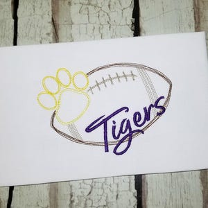 Tigers Football Machine Embroidery Design with Paw Print