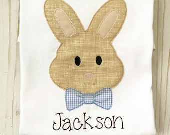 Easter Bunny Machine Applique Design, Boy Rabbit Easter Applique, Digital Download