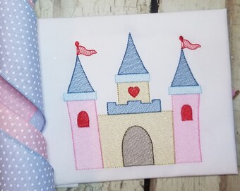 Castle Machine Embroidery Design, Princess Sketch Stitch