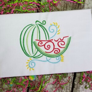 Swirly Watermelon Machine Embroidery Design, Summer Embroidery Design